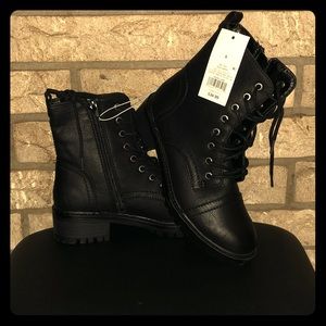 Black Just Above The Ankle Combat Boots